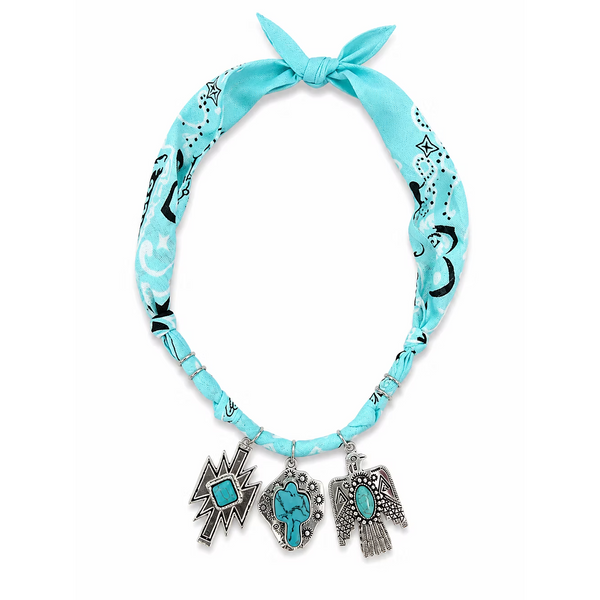 Collier « Apache »Medaille Turquoise Ciel