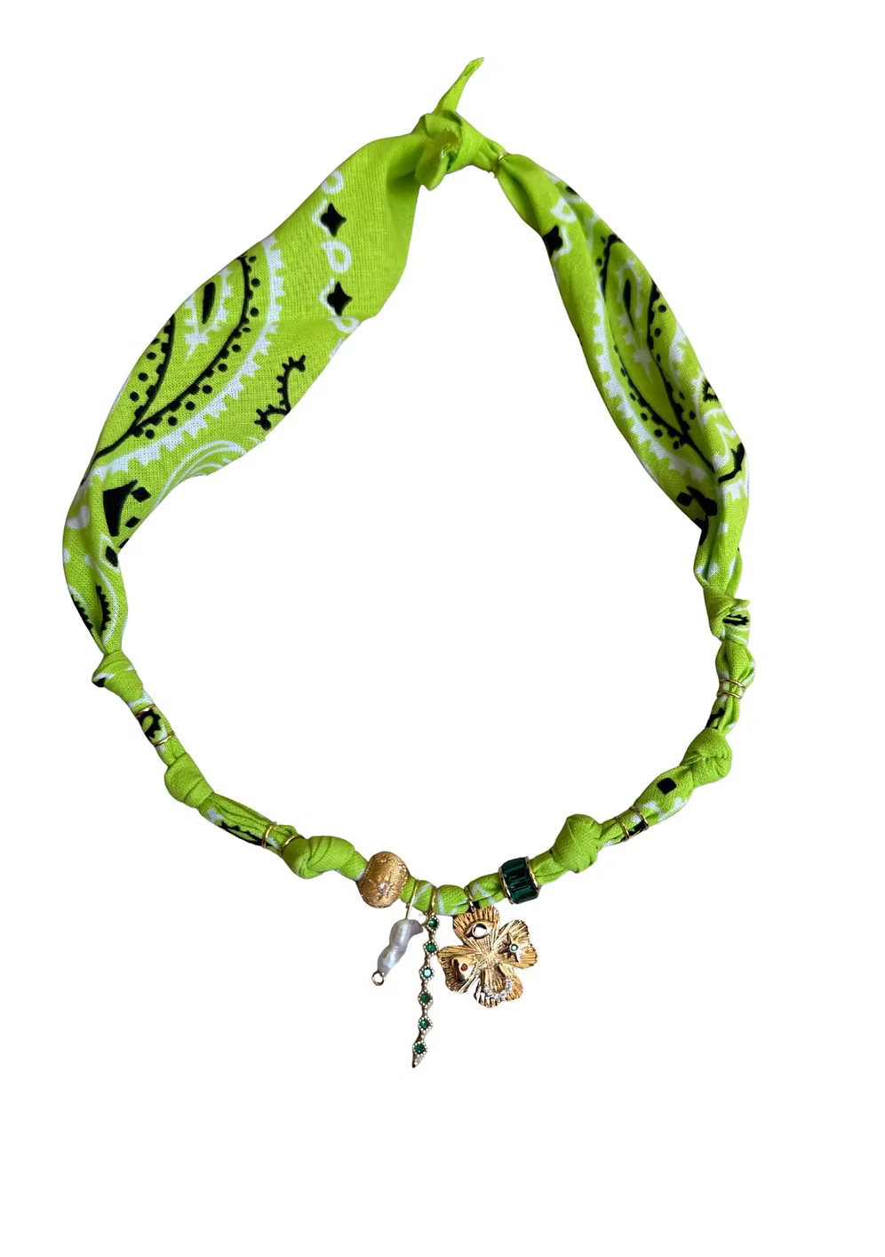 Collier « Varanasi » Trefle Vert Anis