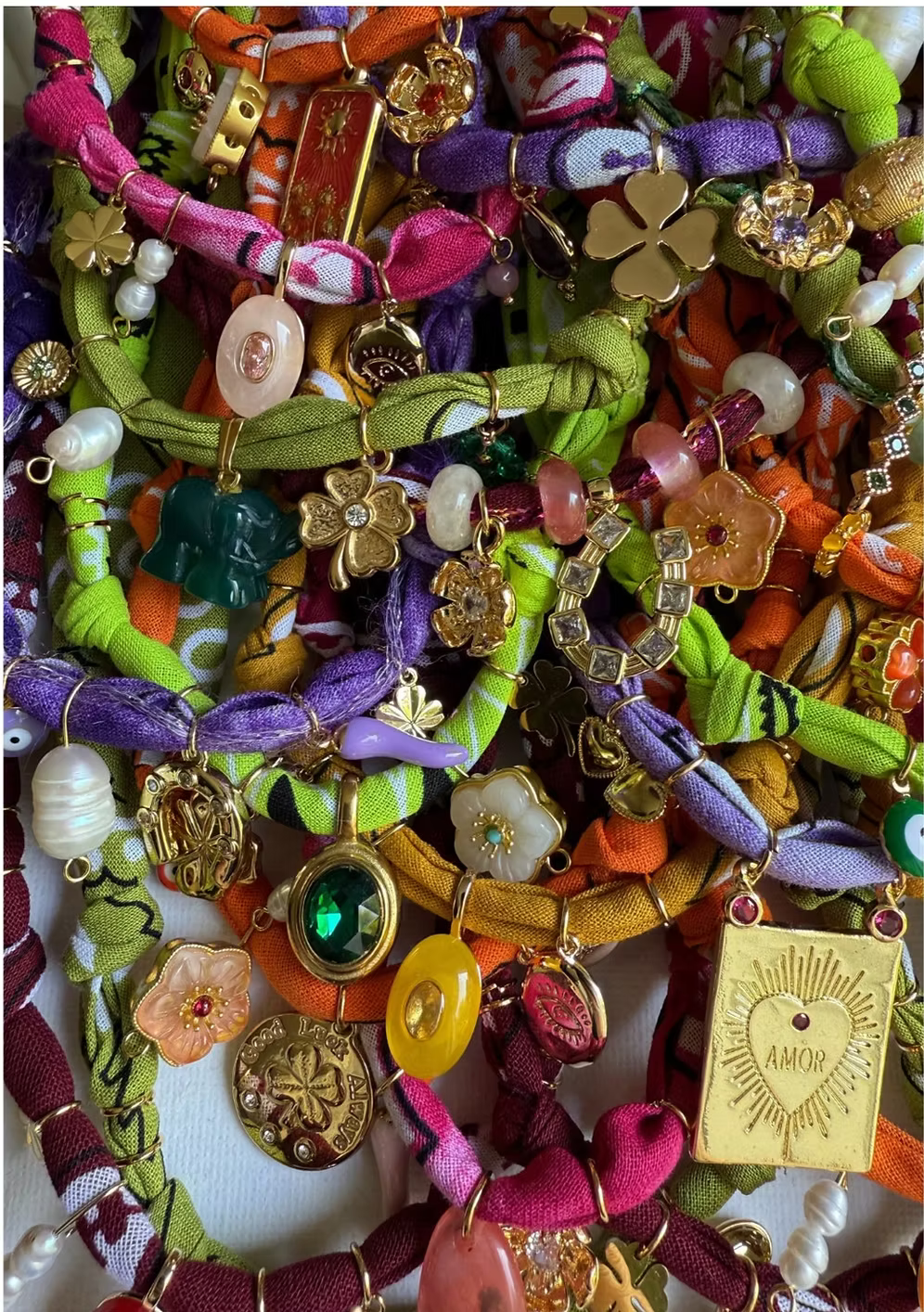 Collier « Varanasi » Trefle Vert Anis