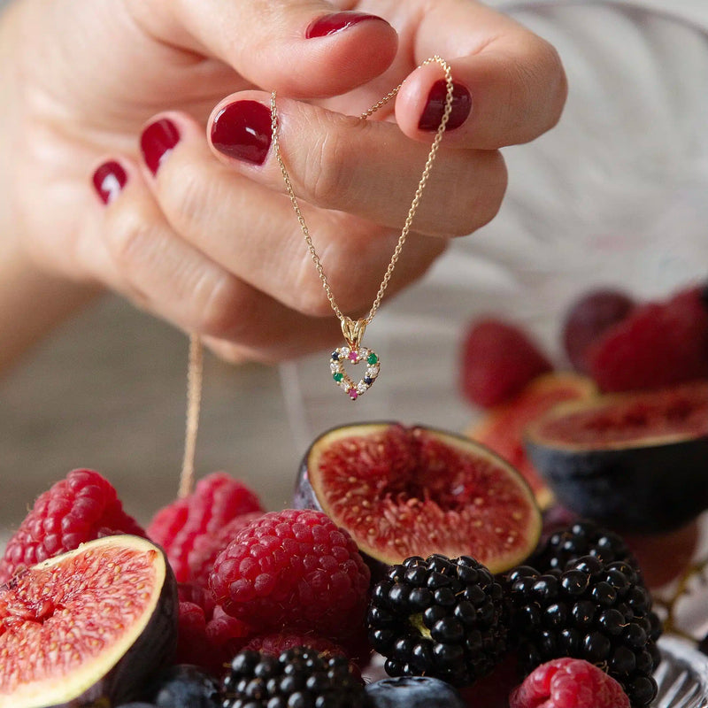 Collier Cœur Rubis Saphir