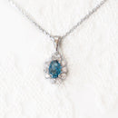 Collier Fleur Topaze Bleue Véritable Argent