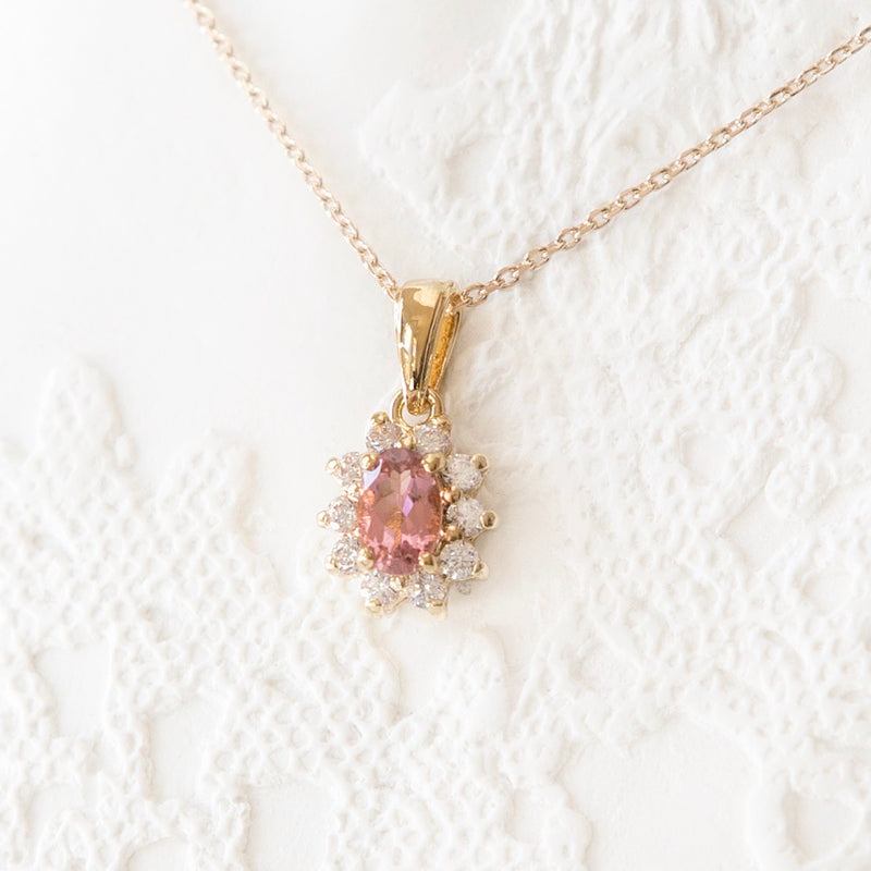 Collier Fleur Tourmaline Rose Véritable