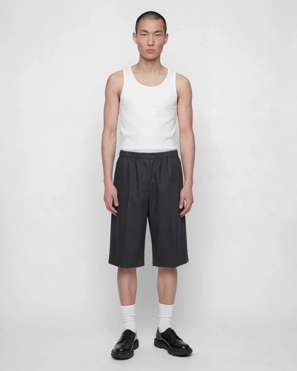 Coltesse - Shorts Sueltos De Algodón Gris Oscuro
