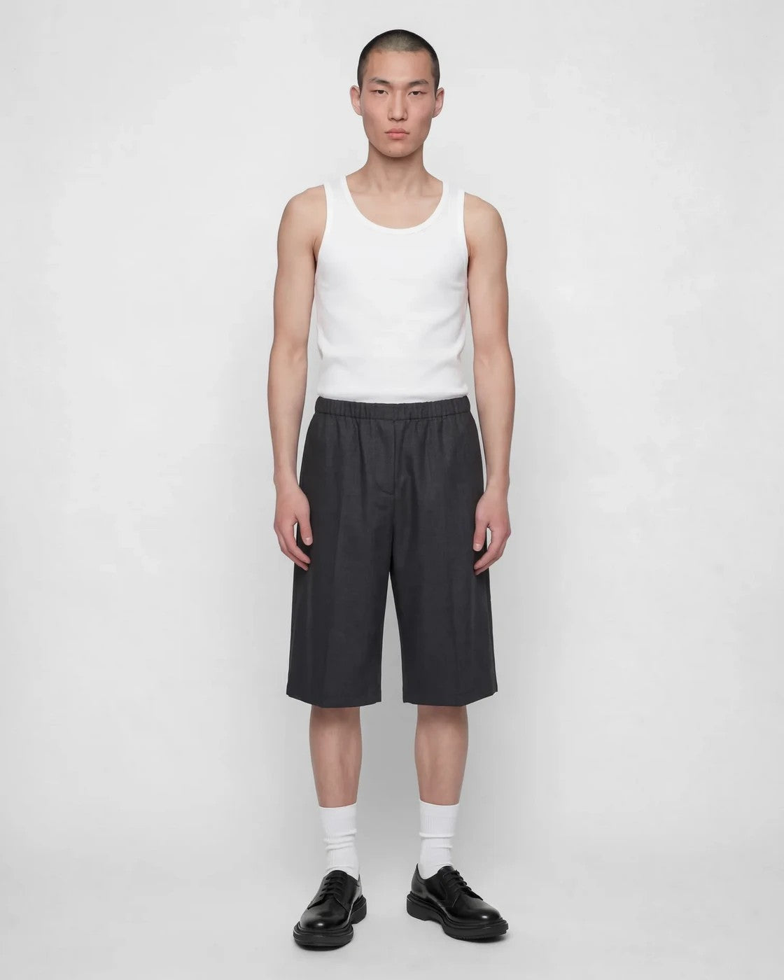 Coltesse - Shorts Sueltos De Algodón Gris Oscuro