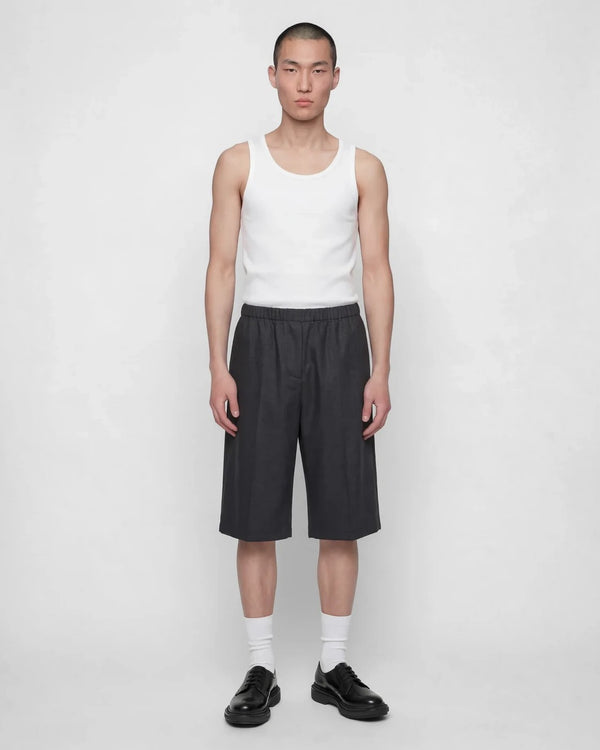 Coltesse - Shorts Sueltos De Algodón Gris Oscuro