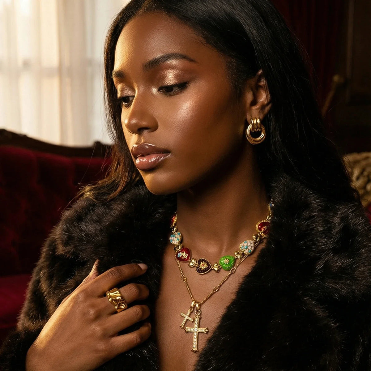 Collier Double Croix