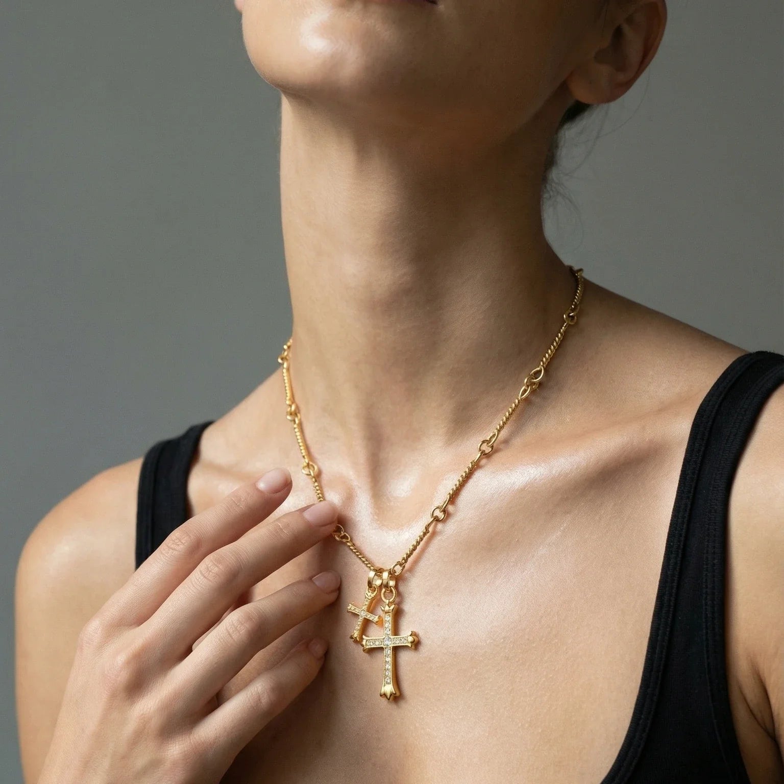 Collier Double Croix