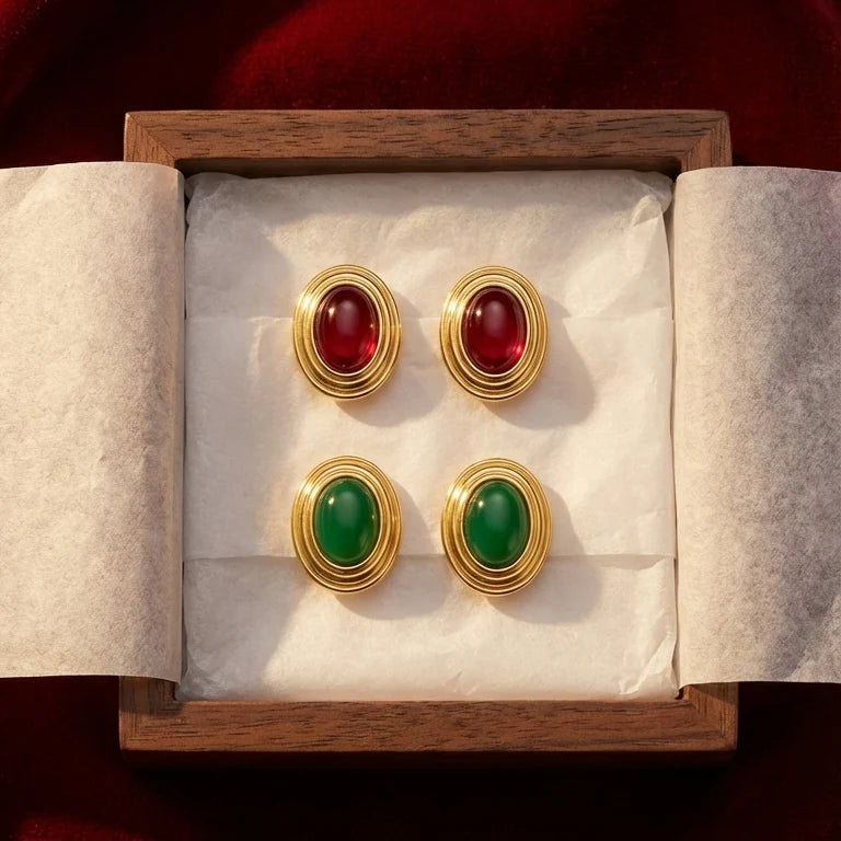 Boucles D'Oreilles Old Money Vert