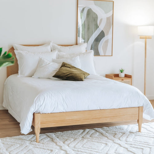 Wooden Bed with Rattan Cane - Bali