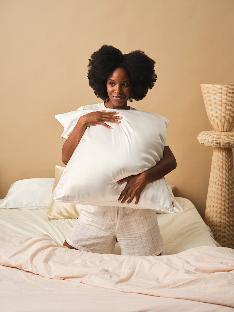 Two-Face Silk And Linen Pillowcase - White - 2 Sizes