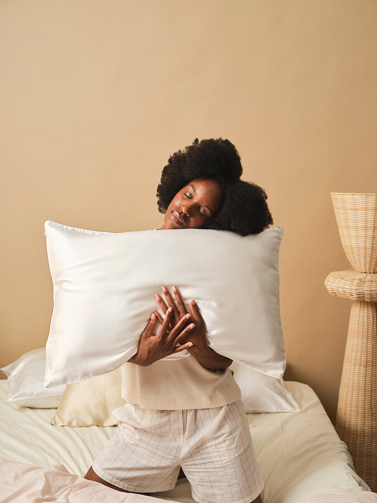 Two-Face Silk And Linen Pillowcase - White - 2 Sizes