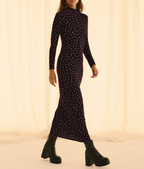 Vestido Largo Flores Lila Alto