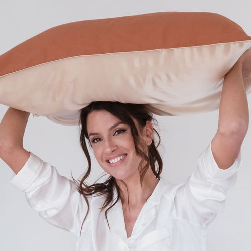 Two-Face Silk And Linen Pillowcase - Camel - 2 Sizes