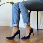 Escarpins Cuir Daim Bleu Marine - Femme