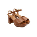 Sandales Plateforme Cuir Camel - Femme