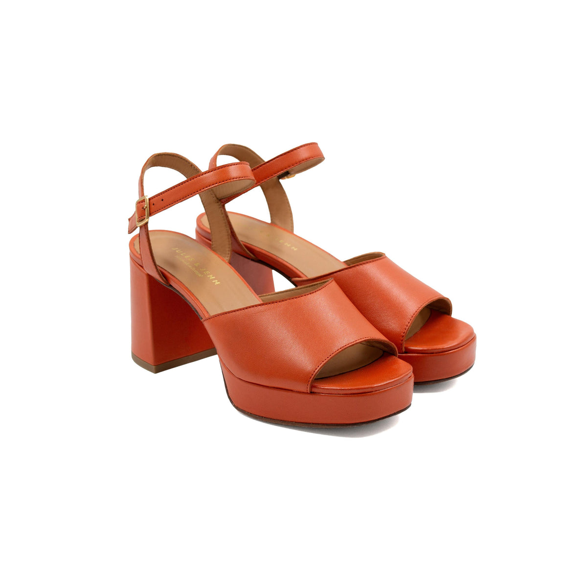 Sandales Plateforme Cuir Orange - Femme