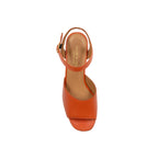 Sandales Plateforme Cuir Orange - Femme