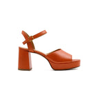 Sandales Plateforme Cuir Orange - Femme