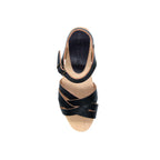 Sandales Talon Bois Cuir Noir - Femme