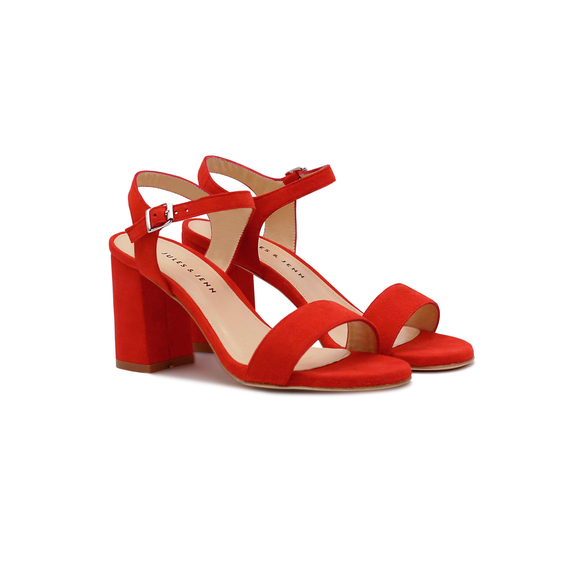 Sandales À Talon Cuir Daim Rouge - Femme