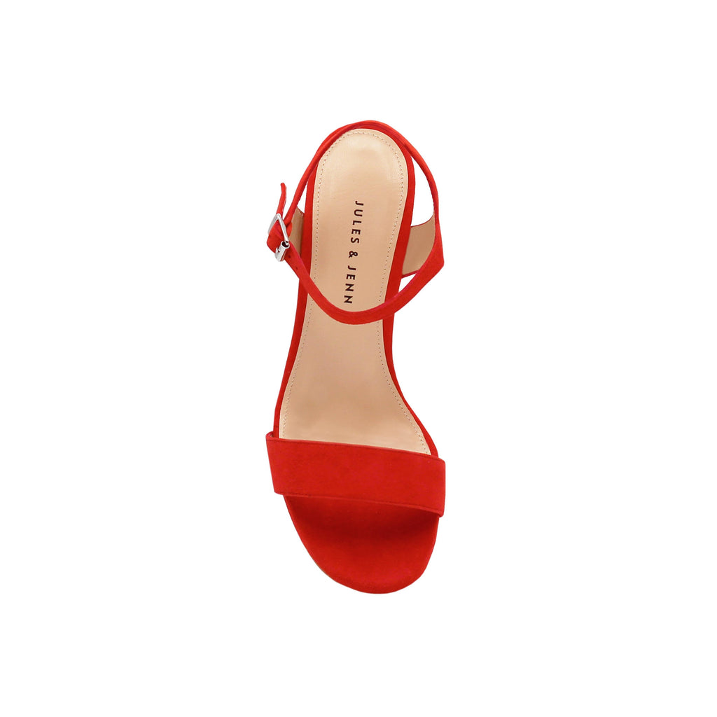 Sandales À Talon Cuir Daim Rouge - Femme