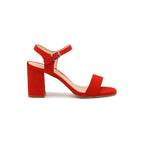 Sandales À Talon Cuir Daim Rouge - Femme