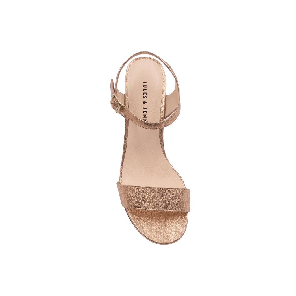 Sandales À Talon Cuir Métallisé Rose - Femme