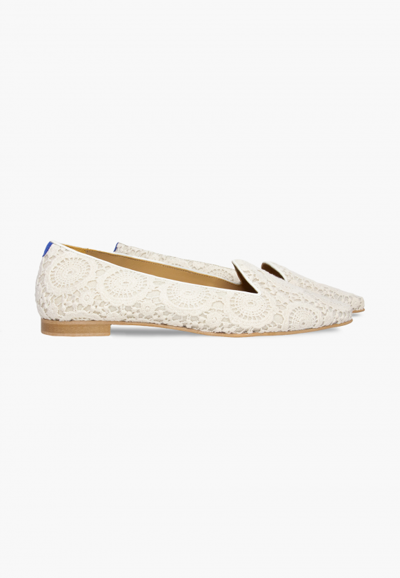 Slippers Isidore Dentelle - Blanc - Femme