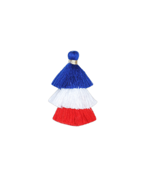 Triple Pompoms - Blue White Red - Women