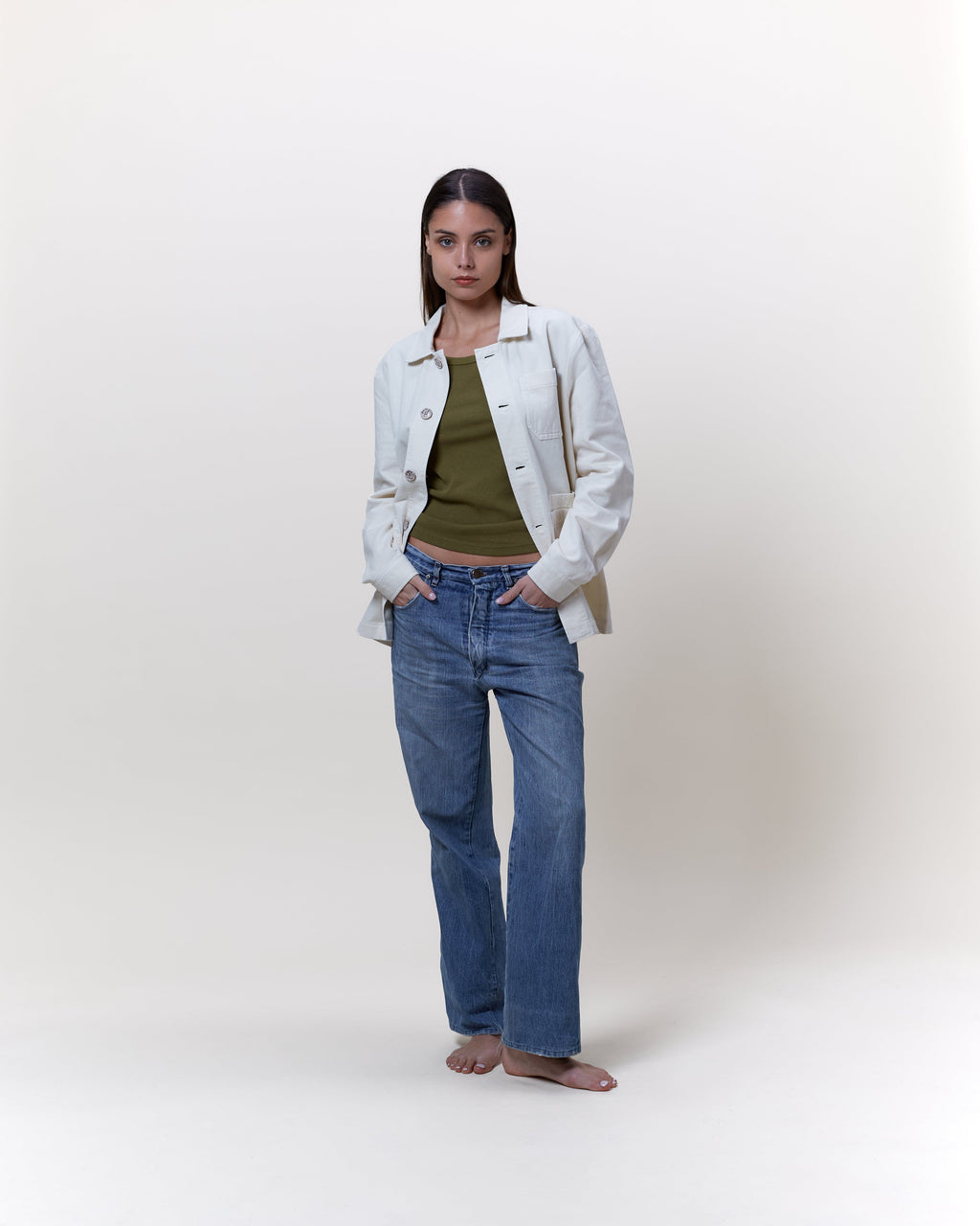 Veste Worker Toile Ecru