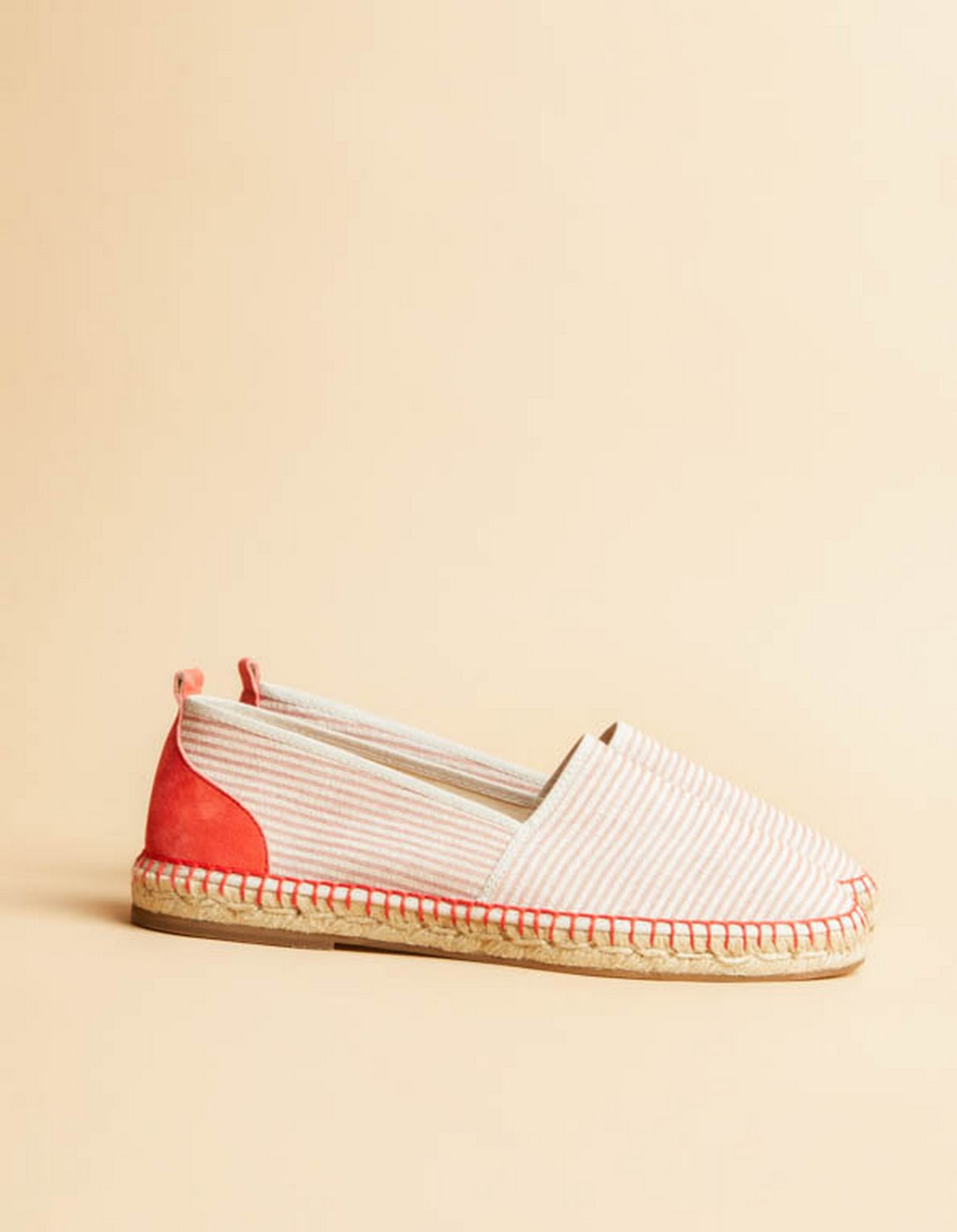 Espadrilles Plate Estacade - Toile Rayée Rouge - Homme