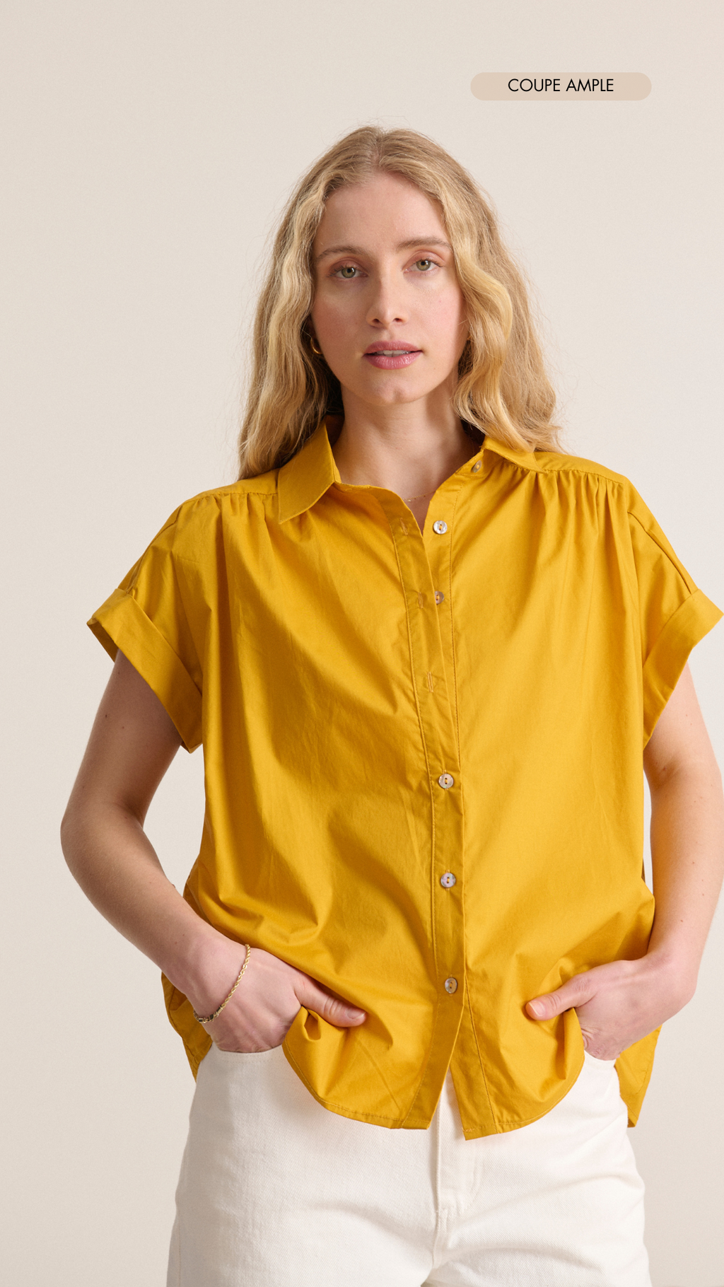 Chemise sans manches en popeline avec découpes structurées et fronces délicates vêtement femme Garance Paris