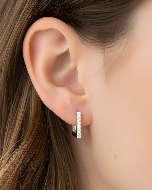 Square Hoop Earrings - White