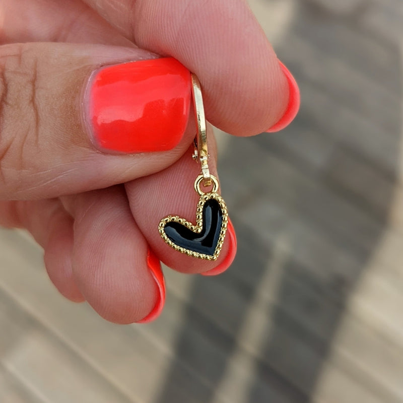 Mini Hoops Creole - Black Heart