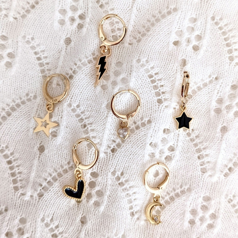 Créole Mini Hoops - Éclair Noir