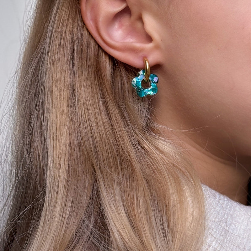 Hibiscus hoop earrings - Mermaid