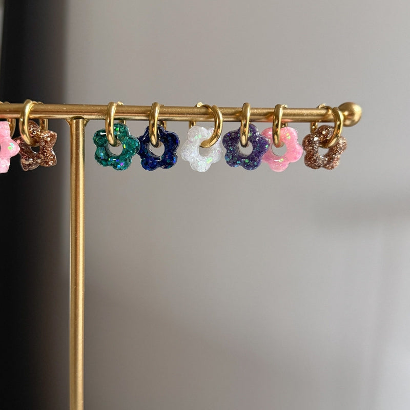 Hibiscus Hoop Earrings - Purple Rain