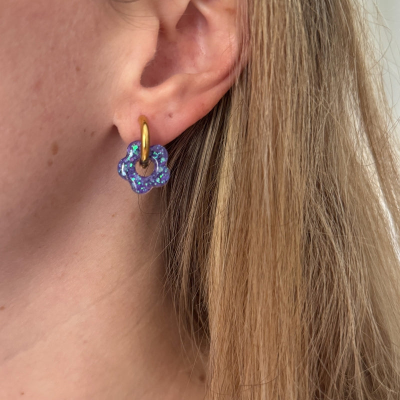 Hibiscus Hoop Earrings - Purple Rain