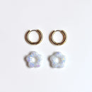 Hibiscus Hoop Earrings - Snow