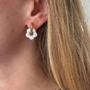 Hibiscus Hoop Earrings - Snow