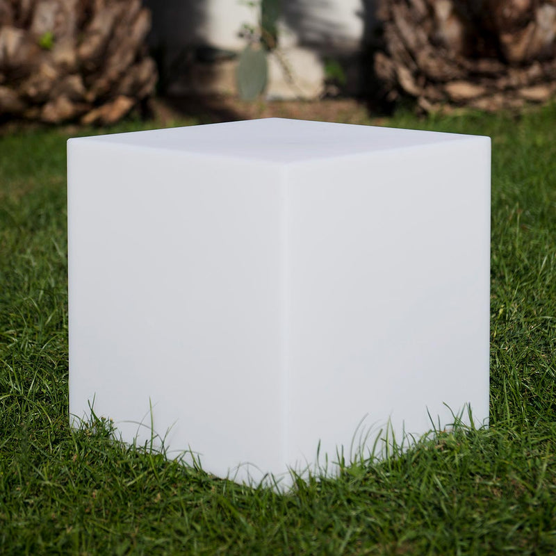 Taburete Light Cube cableado para exterior potente iluminación LED blanca CARRY 40cm base E27 - REDDECO.com