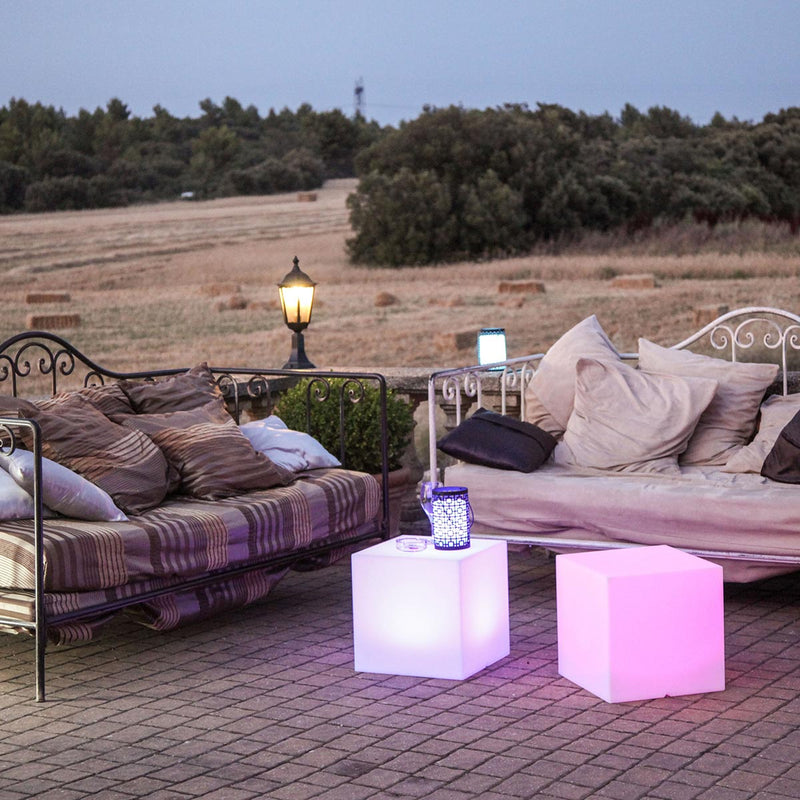 CARRY Cubo de luz para taburete inalámbrico LED multicolor regulable 40cm con mando a distancia y base de inducción - REDDECO.com