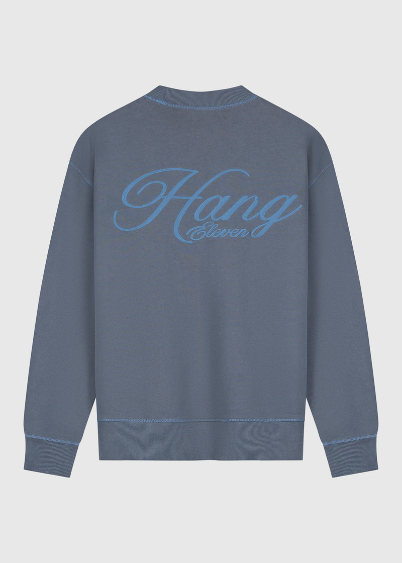 Pull Col Rond Cursive - Navy Blue