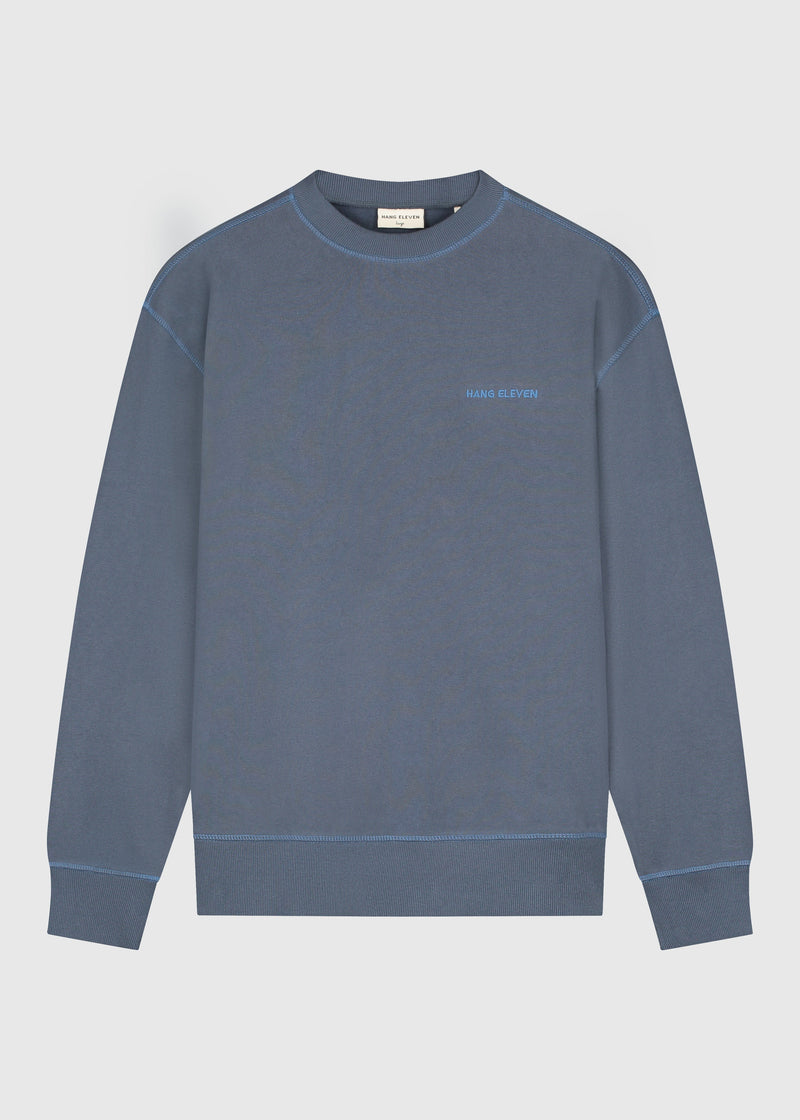 Pull Col Rond Cursive - Navy Blue