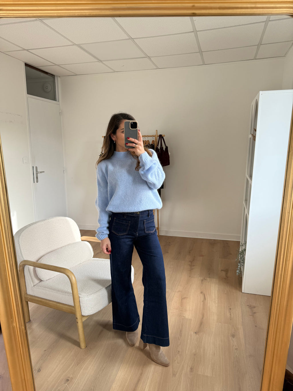 Hortense Crew-Neck Knitted Sweater Glacier Blue