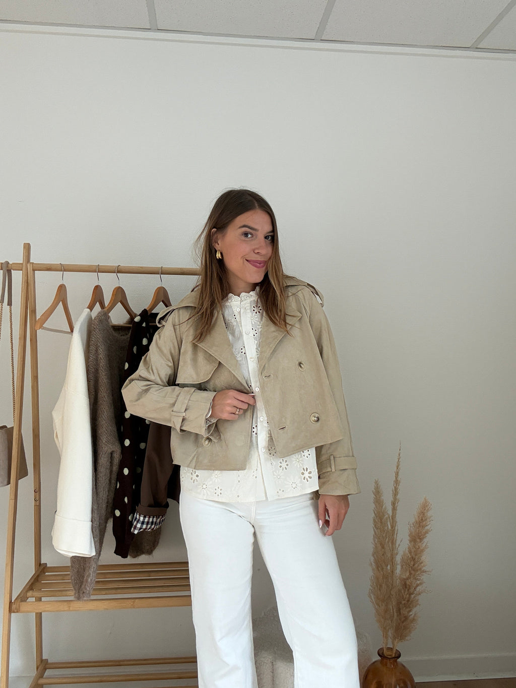 Chaqueta efecto antelina Jihane beige