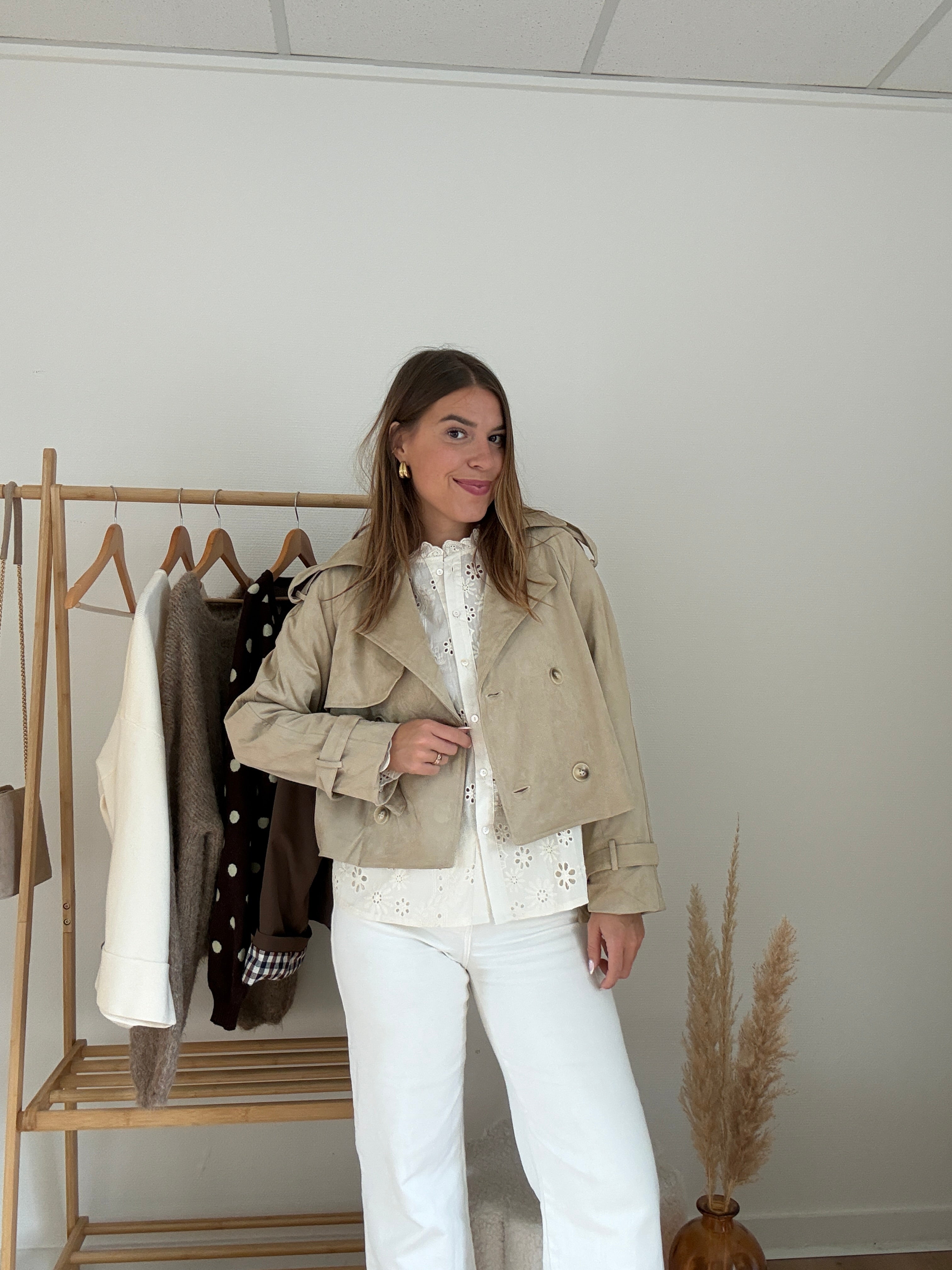 Chaqueta efecto antelina Jihane beige