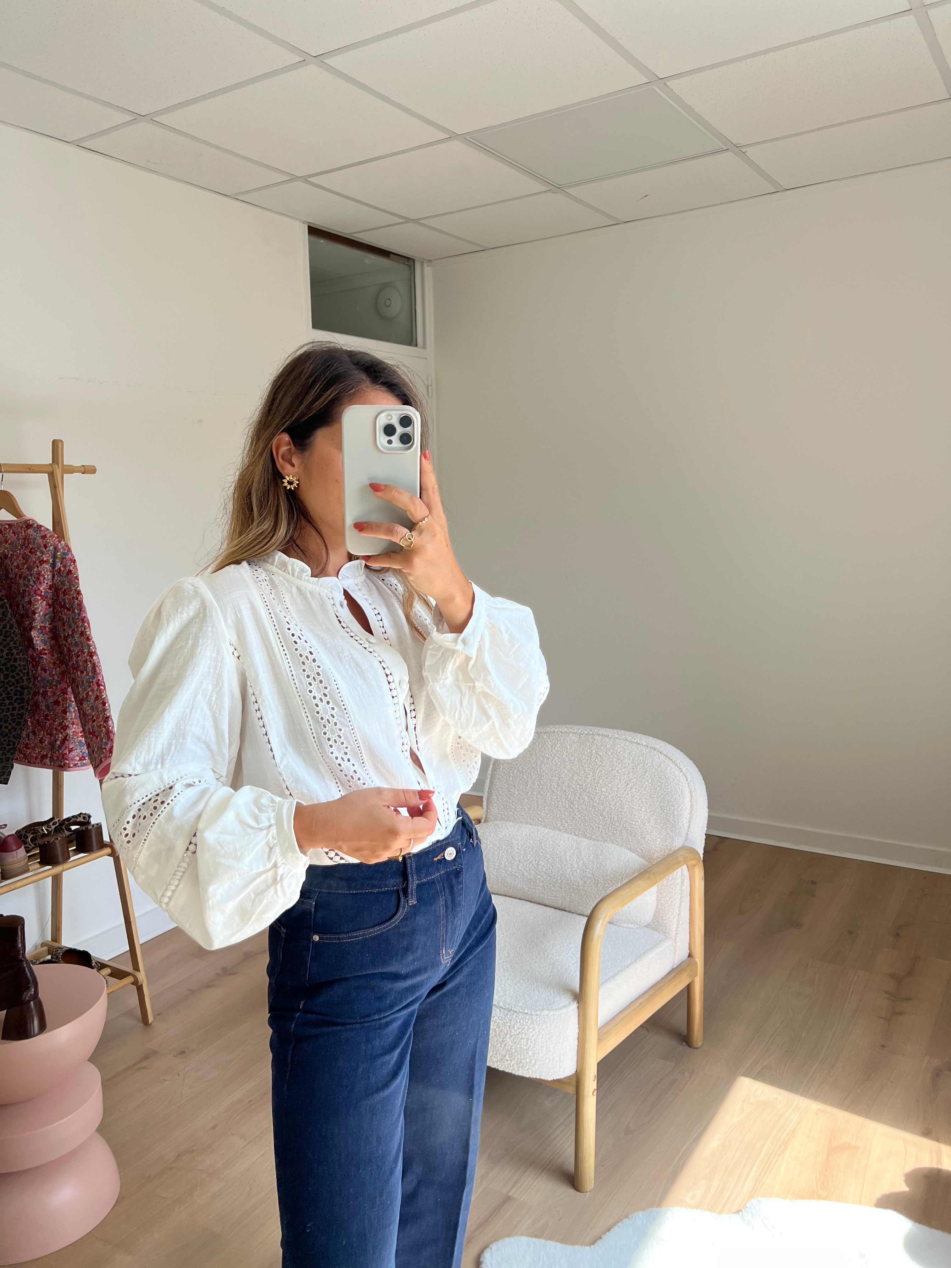 Colombe white embroidered blouse