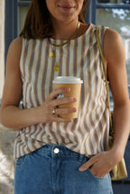 Camel/Lilac Striped Martin Top