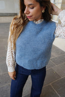 Adèle Jean Blue Sleeveless Sweater